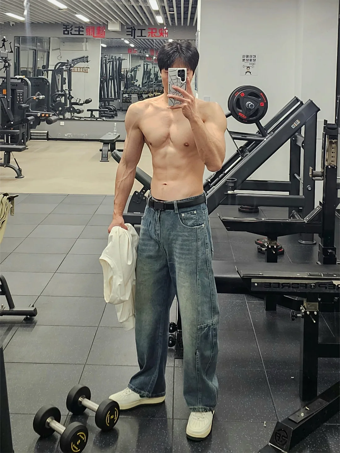 

Retro American Blue Flared Jeans Men's Autumn Winter Waed Knife Cool Wide Leg Straight Cut Denim Pants Casual Wear