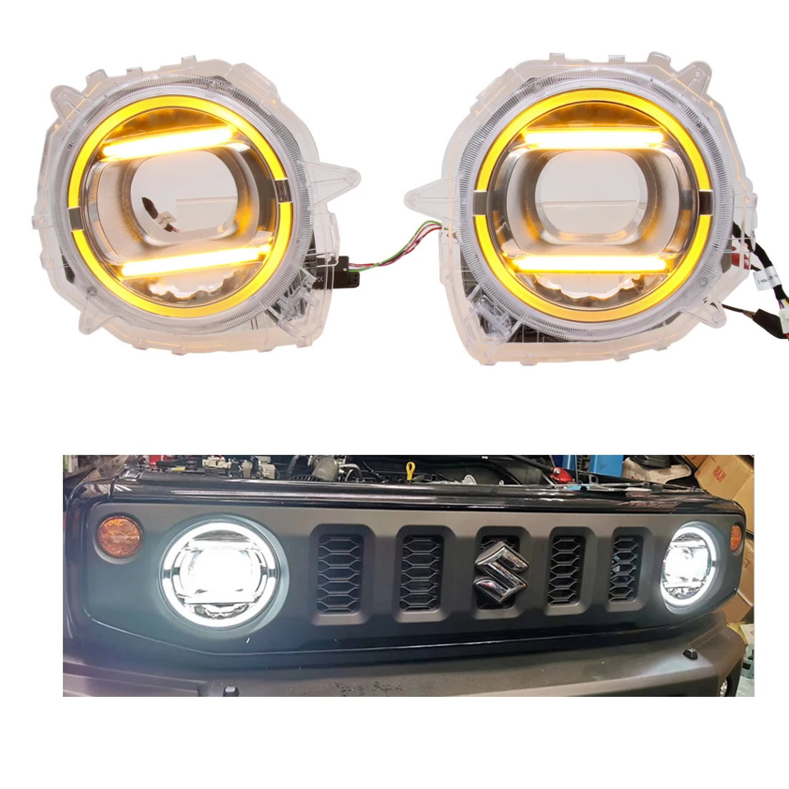 G63 Style DRL Headlight LED Cover Daytime Running Light Headlight Cover For Suzuki Jimny 2018-2023 Car Accessories G63 Style