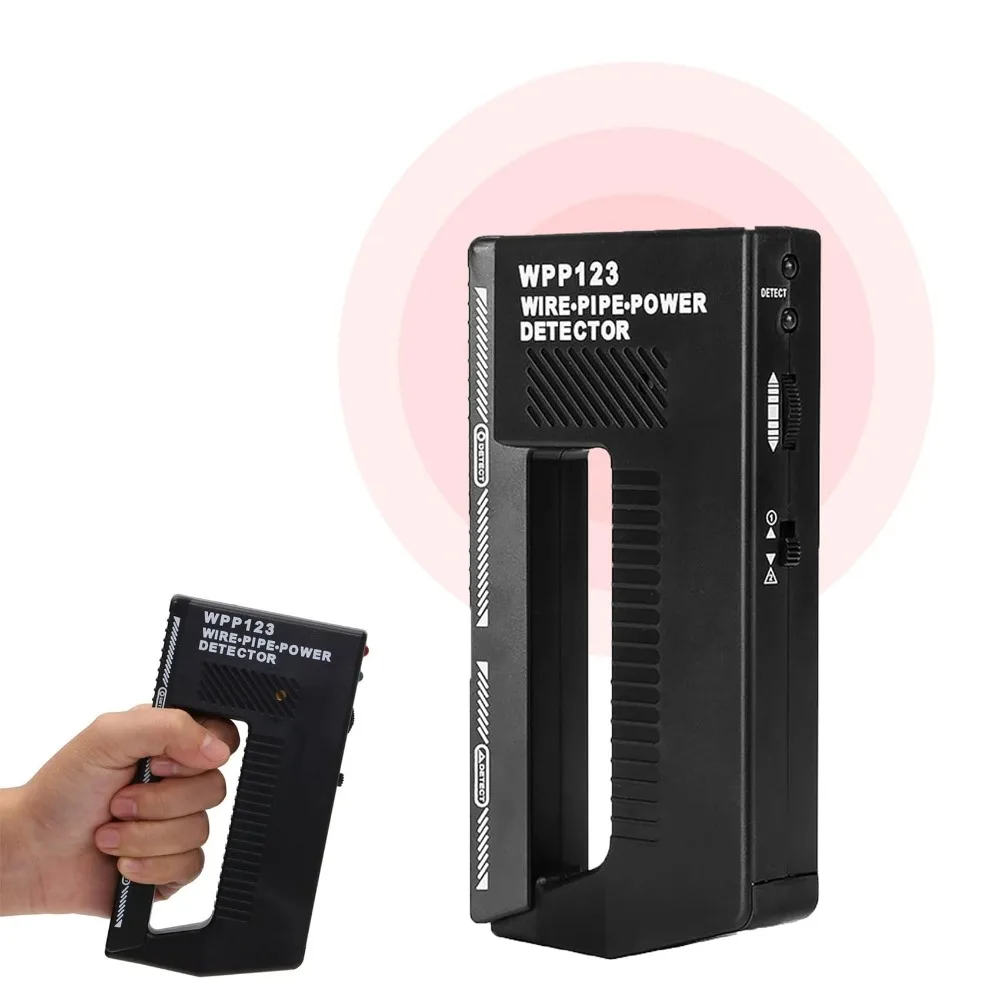 Detector de metais de alta sensibilidade com luz e alarme multifuncional fio tubo detector de energia portátil ac fio wp123 plástico