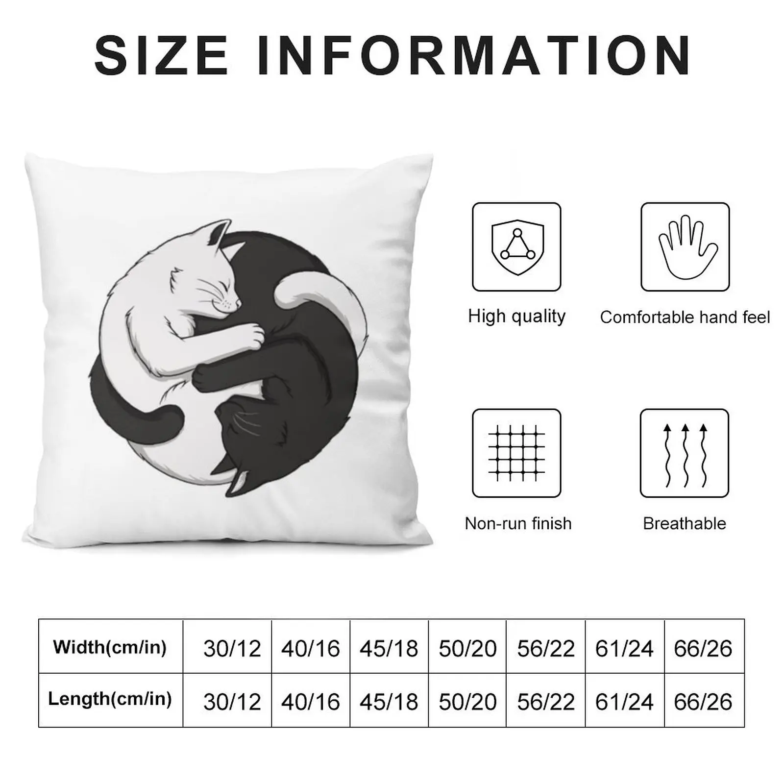 Yin Yang Balancing Cats Throw Pillow Decorative Sofa Cushion Christmas Pillow Cases Custom Cushion Photo pillow