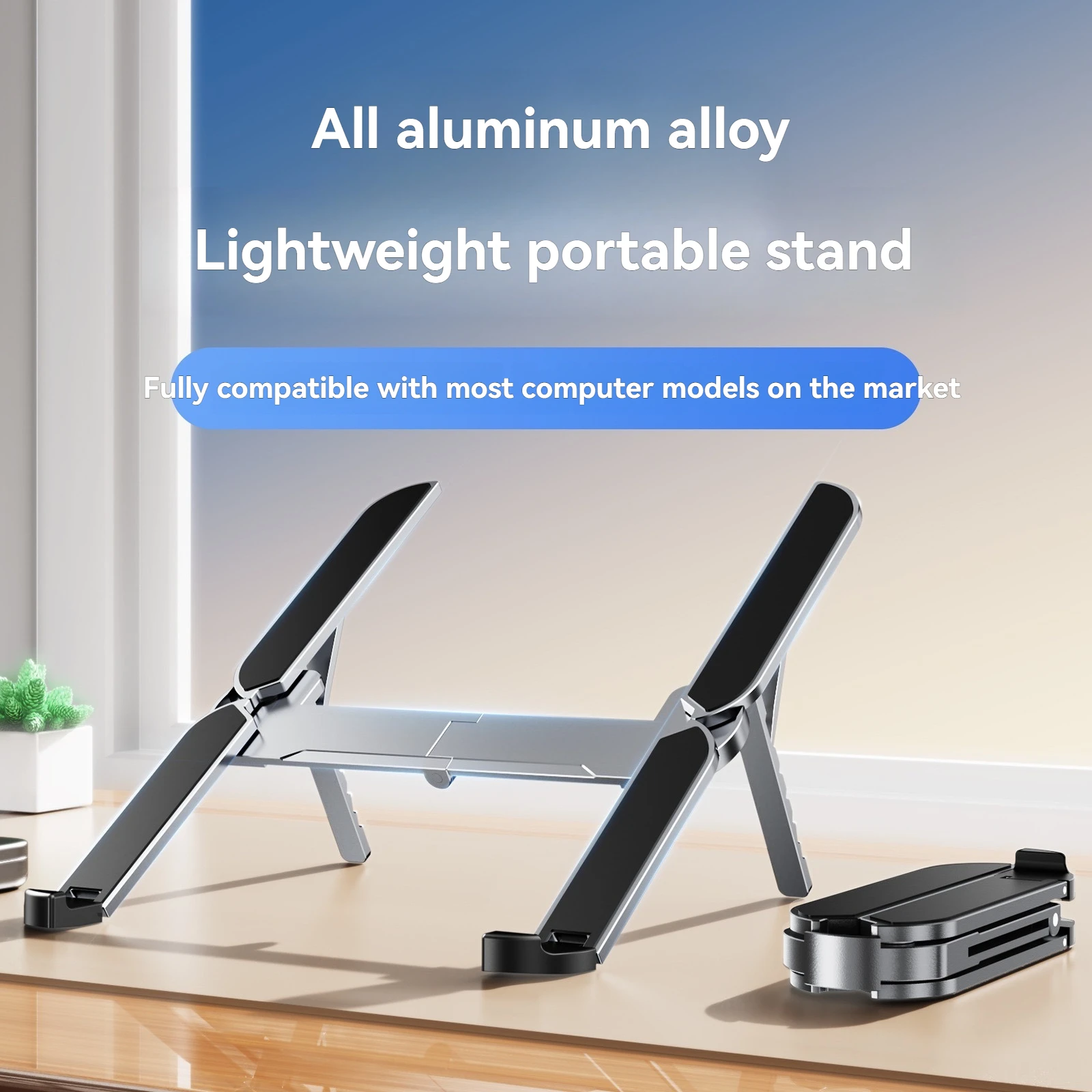 Support portable pour ordinateur portable à angle réglable, pliable, en métal, pour ordinateurs portables de 10 à 17 pouces, idéal pour la maison, le bureau et les voyages