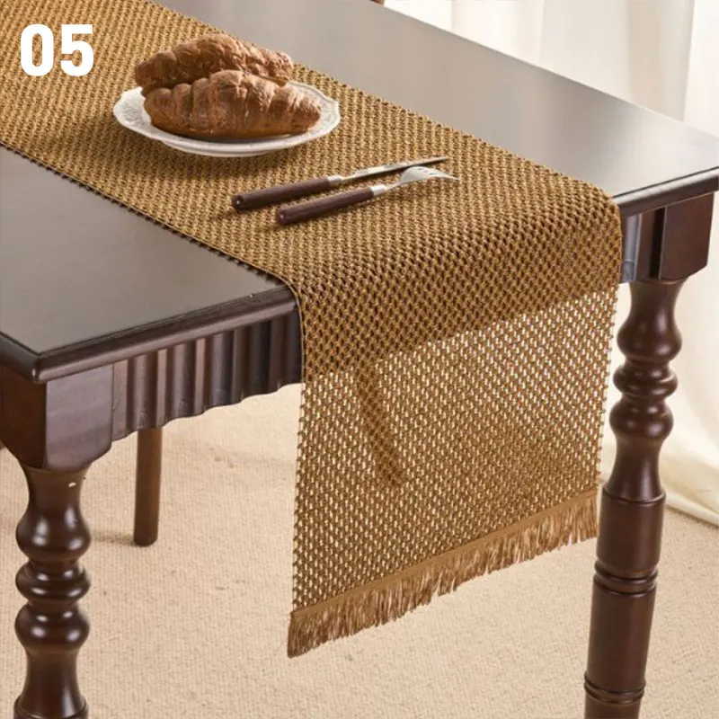 

American Pastoral Style Table Runner Retro Hand Woven Tea Table Mat TV Cabinet Home Dining Room Decorative Table Runners