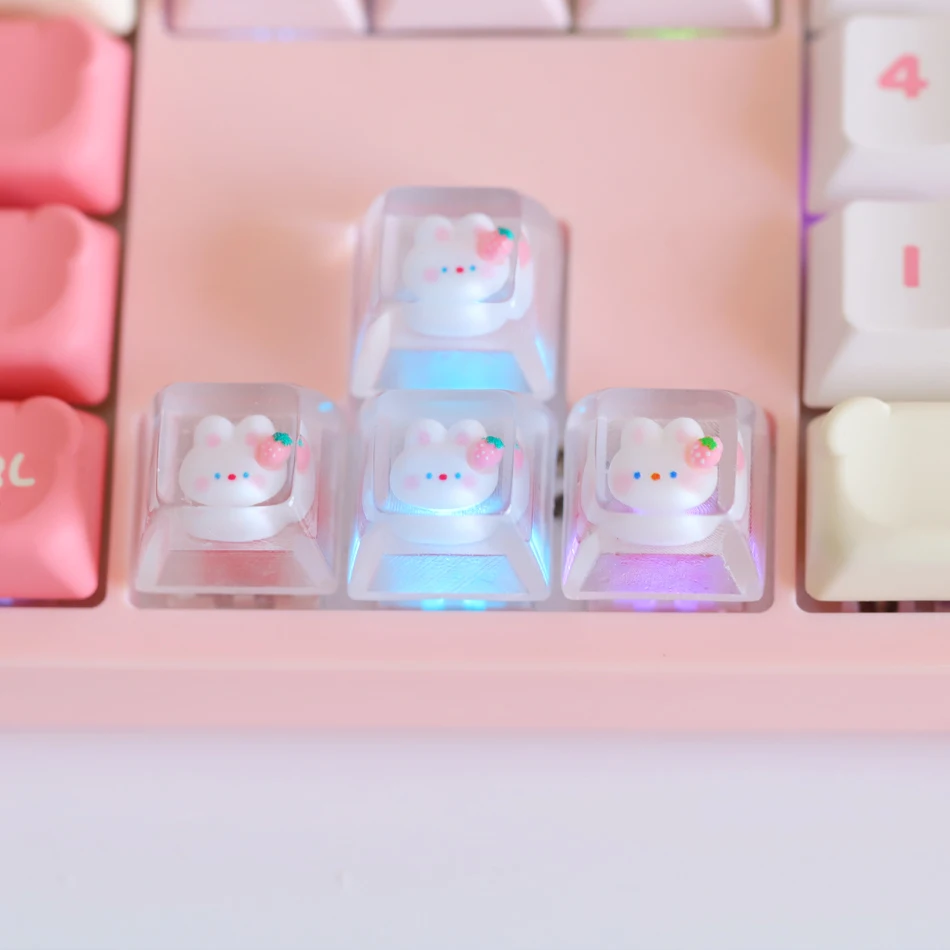 4 قطعة/المجموعة الخلفية أرنب كيكابس الراتنج شخصية الإبداعية ل عبر محور الميكانيكية لوحة المفاتيح قبعات رائعتين الكرتون فتاة هدية