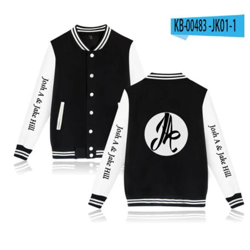 Josh A & Jake Hill Zip Up Baseball Uniform Men's Jackets Streetwear Hip Hop Hoodie Harajuku Sweatshirt Casual Sportswear