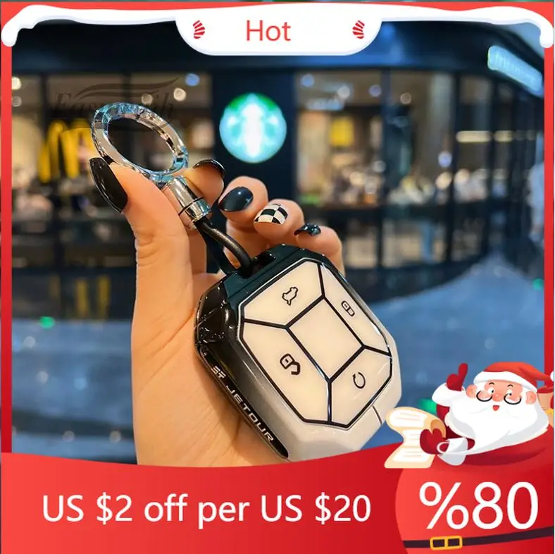 

Hot Car Zinc Alloy Silicone Key Case Cover Chain For Chery Jetour Traveller 2023 2024 Jetour T2 Auto Parts Int Interior Stickers