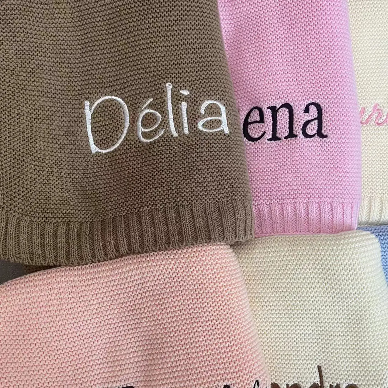 Embroidered Baby Blanket Personalized Custom Name Knit Baby Blanket Newborn Gifts Girl Birthday for New Born Boy