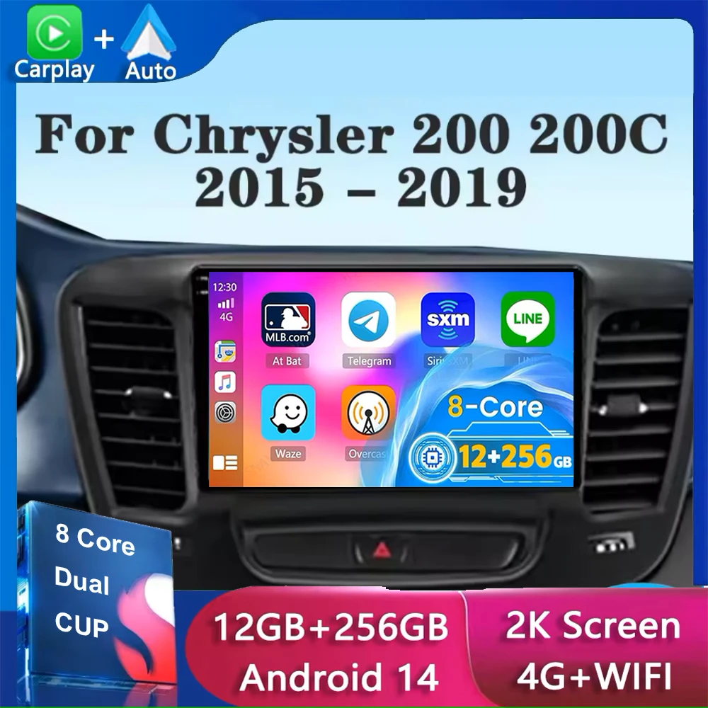 

For Chrysler 200 200C 2015 - 2019 Android 14 Radio Video Player Car Autoradio Multimedia Screen Stereo Carplay Navigation