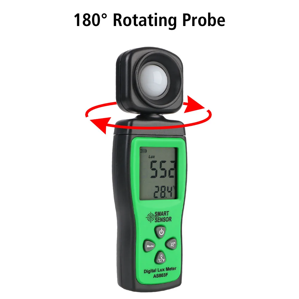 Универсальный цифровой люкс-метр, фотометр, ЖК-дисплей 0- 200000   Люкс Тест Интеллектуальный датчик Люксметр Люксметр Люксметр AS803F Осветинометр