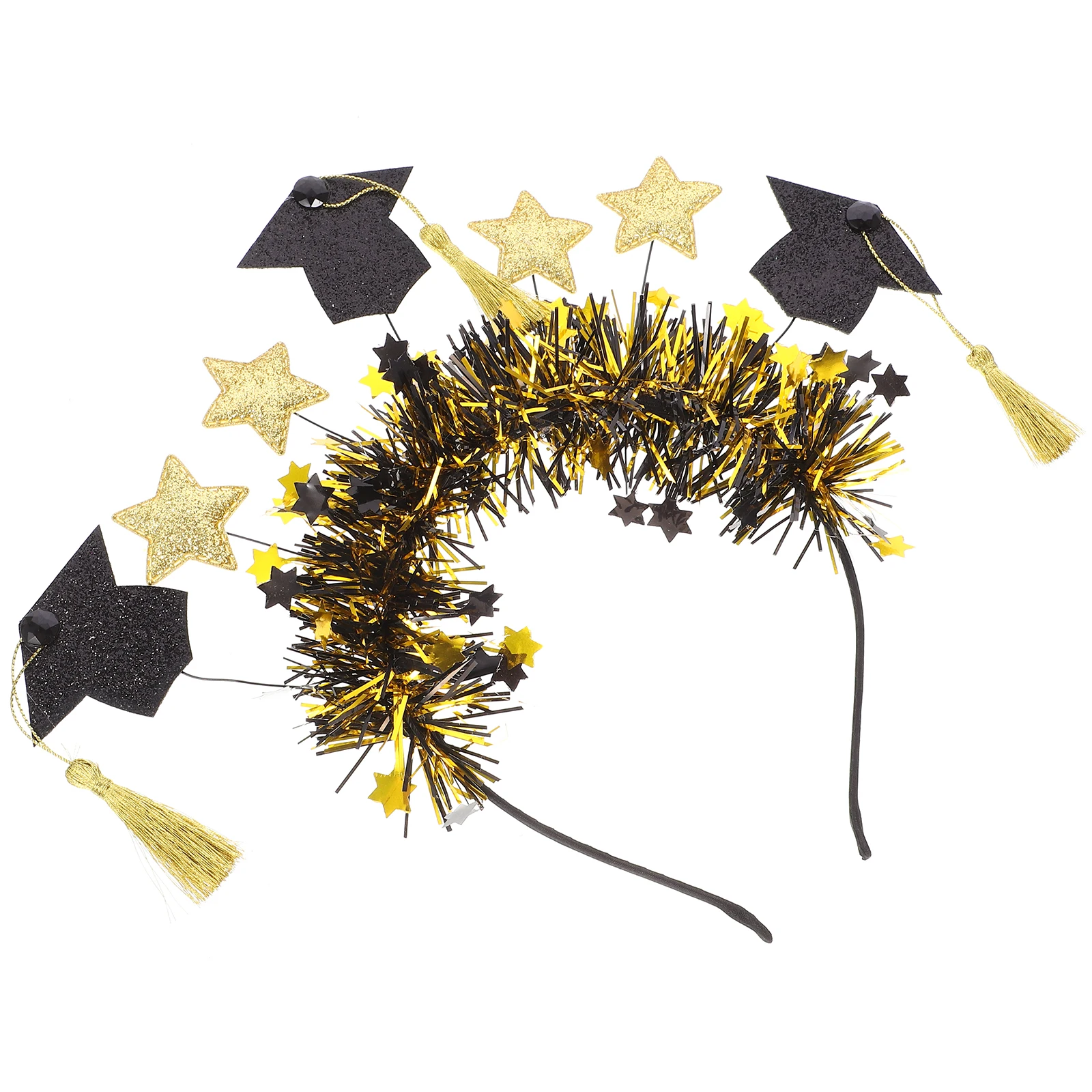 

Black Gold Graduation Hair Hat Graduation Bopper Headband Accessories Mini Hat Tinsel Bachelor Cap Bopper Headband
