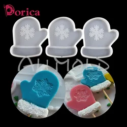 Dorica Christmas Gloves/Snowflakes Lollipop Epoxy Mold Christmas Chocolate Cake Silicone Mould Cake Decorating Tools Bakeware