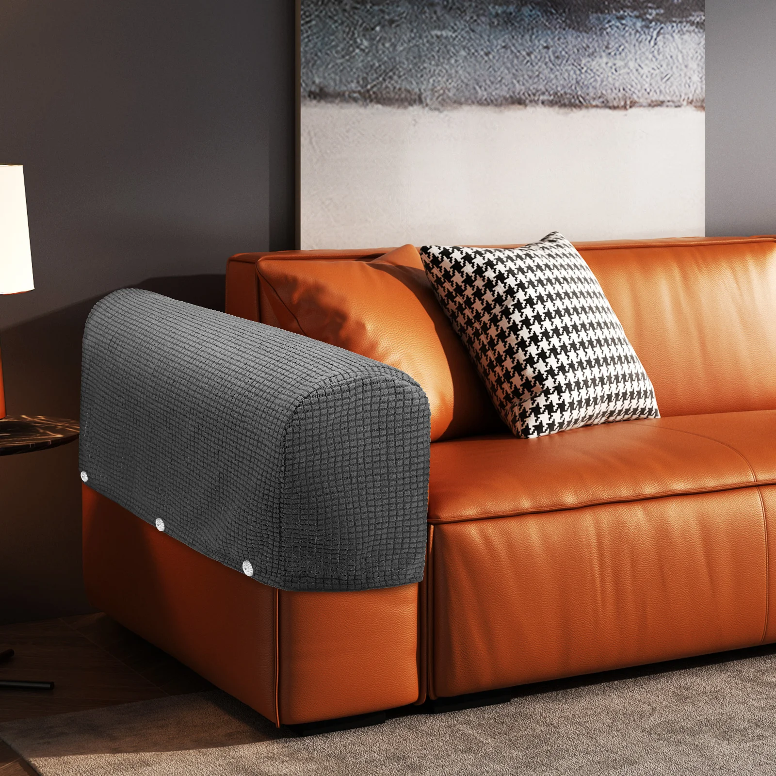 

4Pcs Armrest Covers for Sofa Washable High Elastic Comfortable Skin-Friendly Chair Arm Covers for Cats Scratches Protection