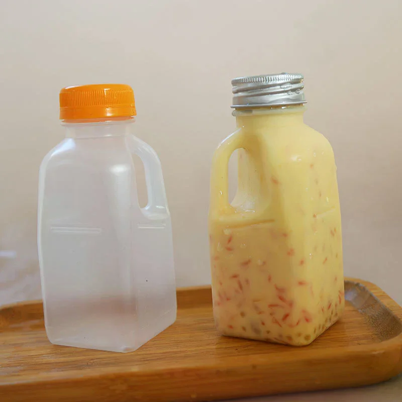 Transparent Kids Water Bottle Plastic Juice Bottle PET Milk Beverage Bottle With Lid Camping Hiking Drinkware 1PC