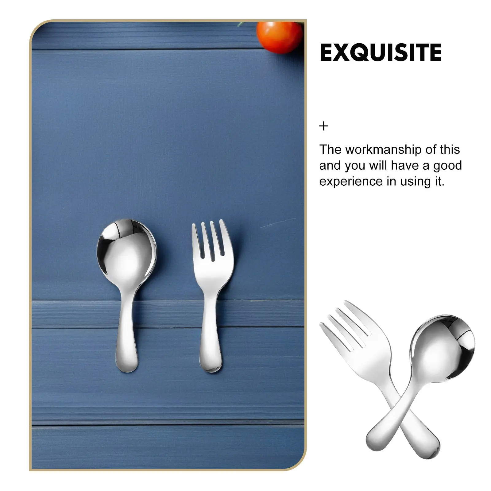 6Pcs Stainless Steel Mini Spoon Set Toddler Metal Utensils Portable Kid Spoon Small Round Scoops for Dessert Condiment Coffee