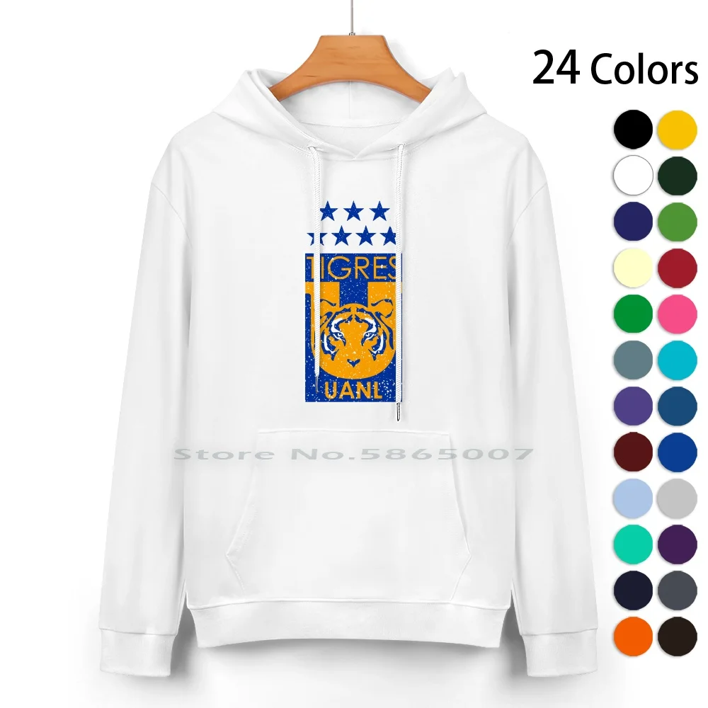 Tigres Uanl , Distressed Effect , Football Gift Pure Cotton Hoodie Sweater 24 Colors Tigres Mexican Football Team Libertadores