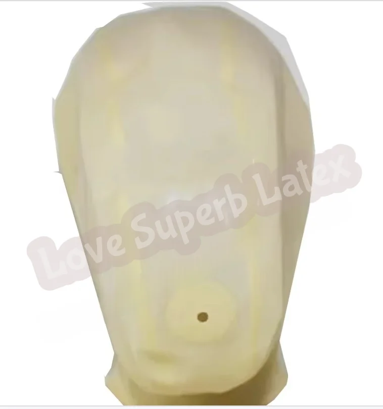 천연 라텍스 풀 헤드 라텍스 고무 마스크 투명 후드 페티쉬 코스프레 마스크 (호흡 구멍 포함) 뒤 지퍼 클럽 착용