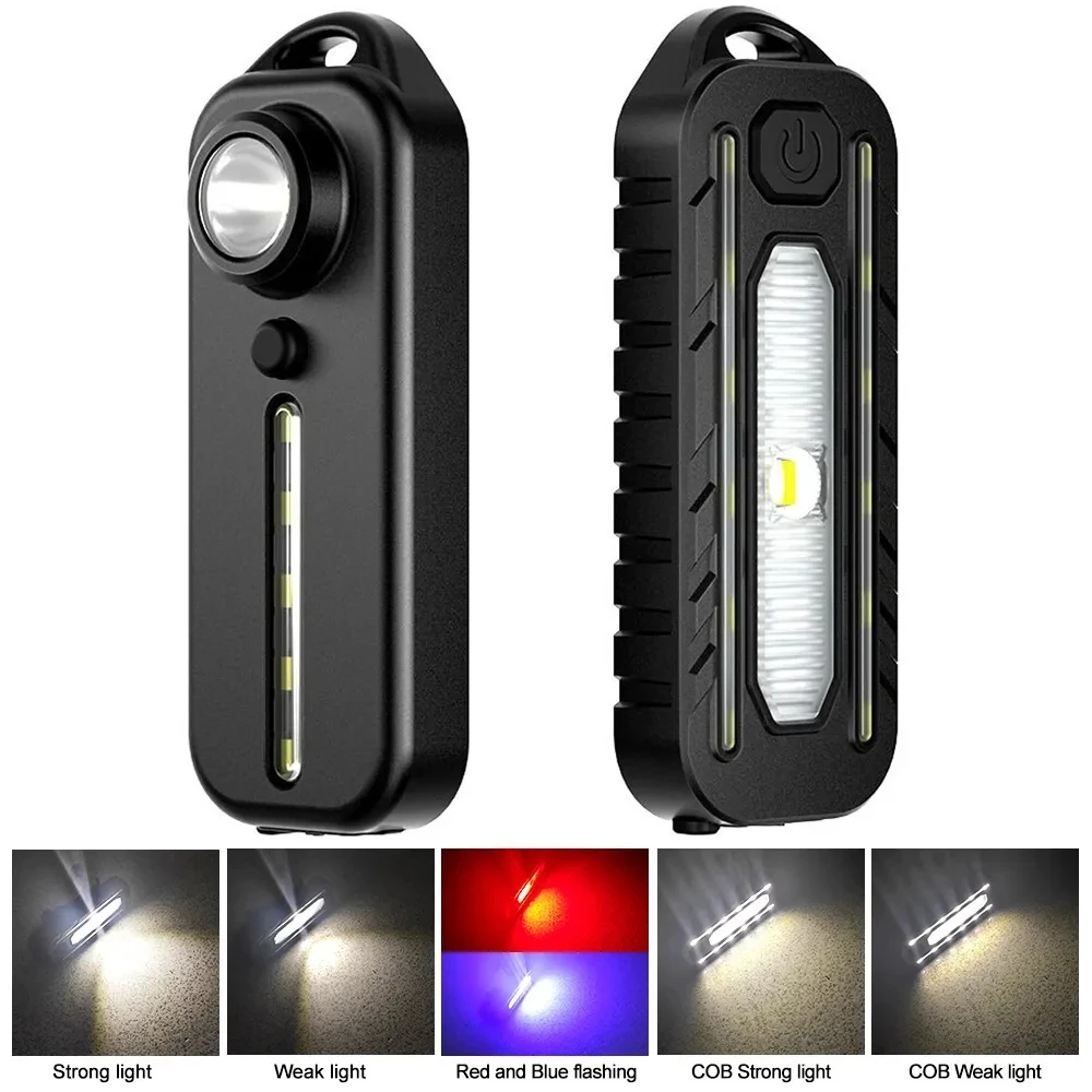 Mini LED Flashlight USB Rechargeable Bike Light Portable Pocket Flashlight Keychain Lamp Bicycle Taillight Flash Warning Light