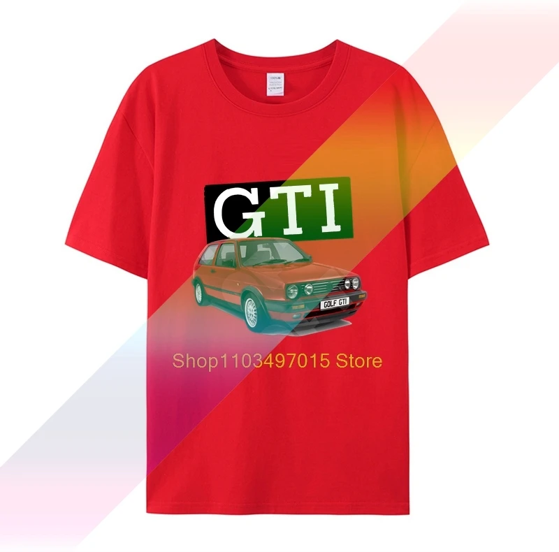 Mk2 Red Golf Gti Mens 100% cotton T Shirt Personalised number plate opt.