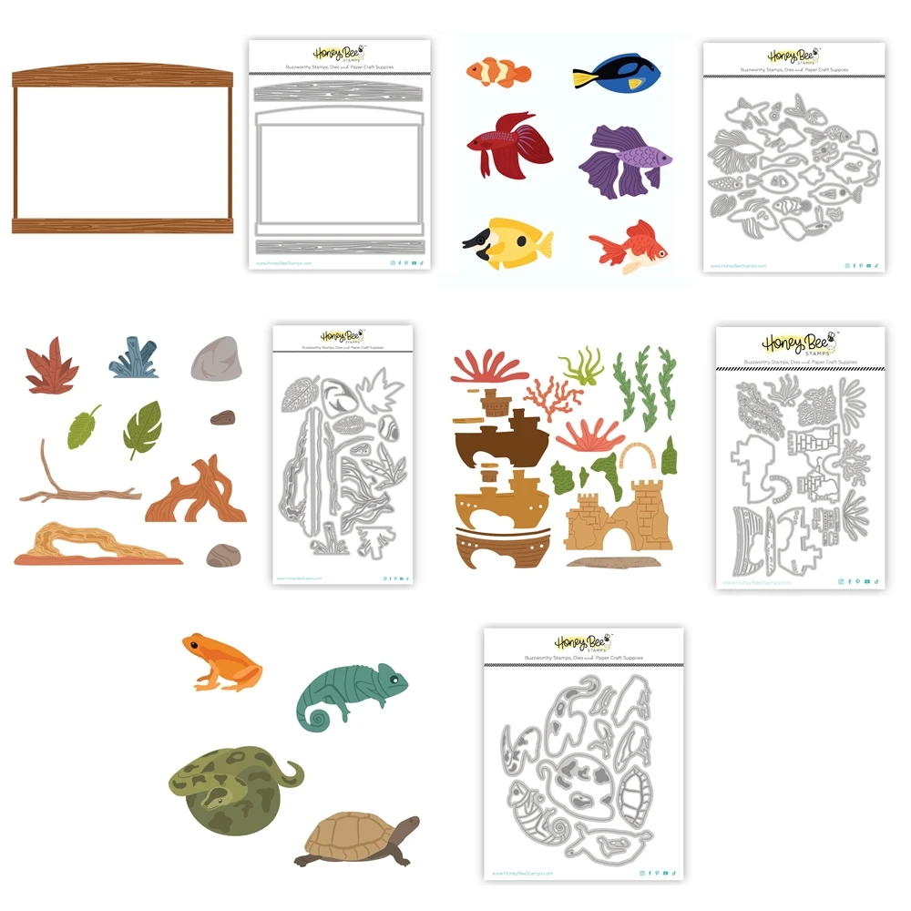 

HonB Aquarium Fish Curious Critters Cutting Dies for New 2025 Pet-Tastic Release Scrapbooking Paper Making Frame Craft Card