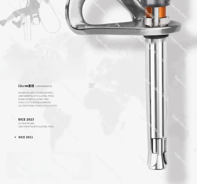 M12 Hanging Piece Removable Anchor Point 304 Stainless Steel Expansion Rock Nails Fast Descent Rock Climbing Safety Rope Fixed
