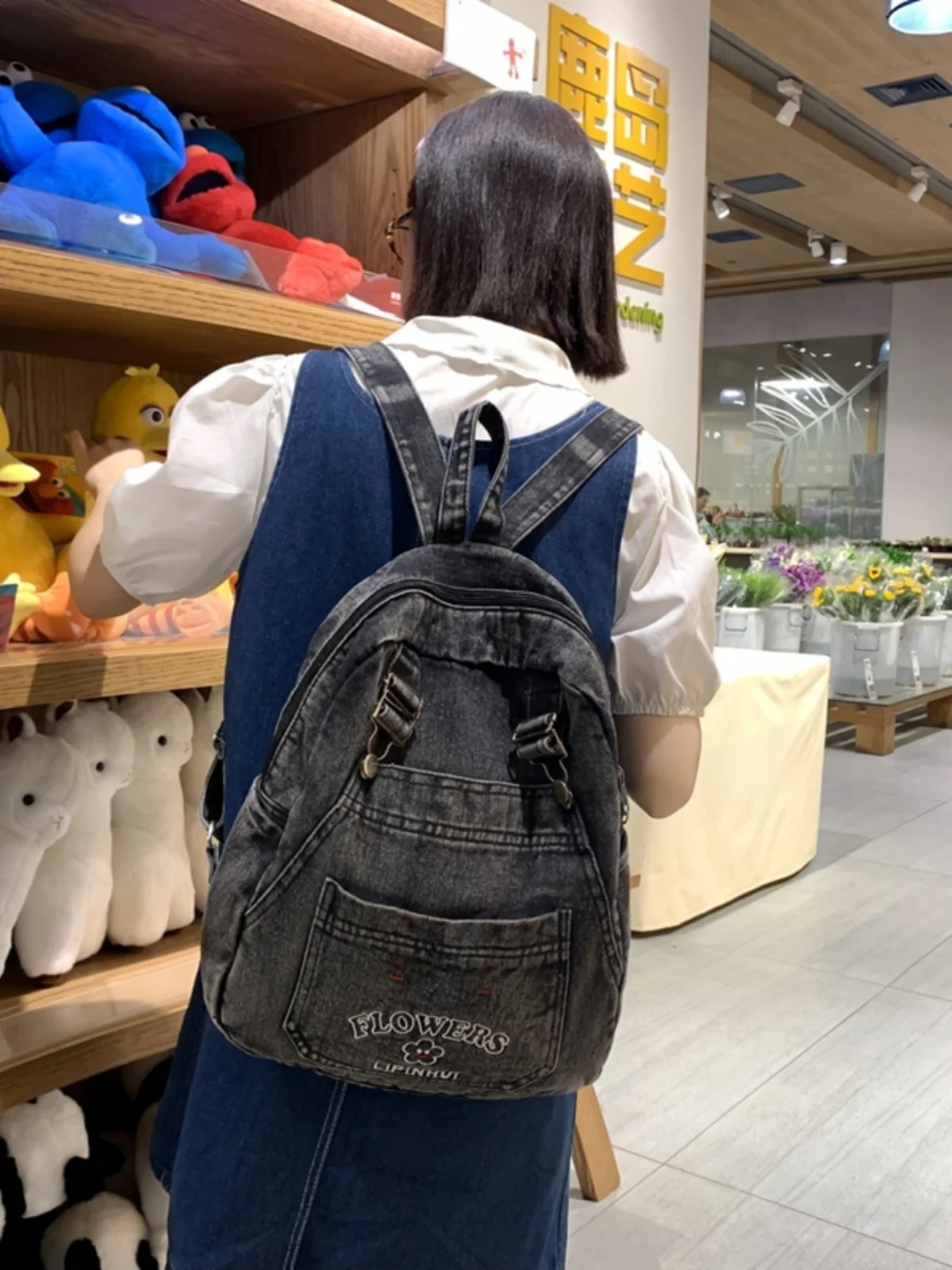 Borsa a tracolla da viaggio leggera da donna Bapa in denim casual Borsa per libri per studenti delle scuole medie delle scuole superiori Tour all'aperto F...