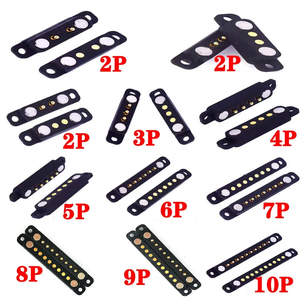 2A Waterproof DC Magnetic 2 3 4 5 6 7 8 9 10 Spring Loaded Male Female Square with Screw Holes Straight Pin Pogo Pin Connector