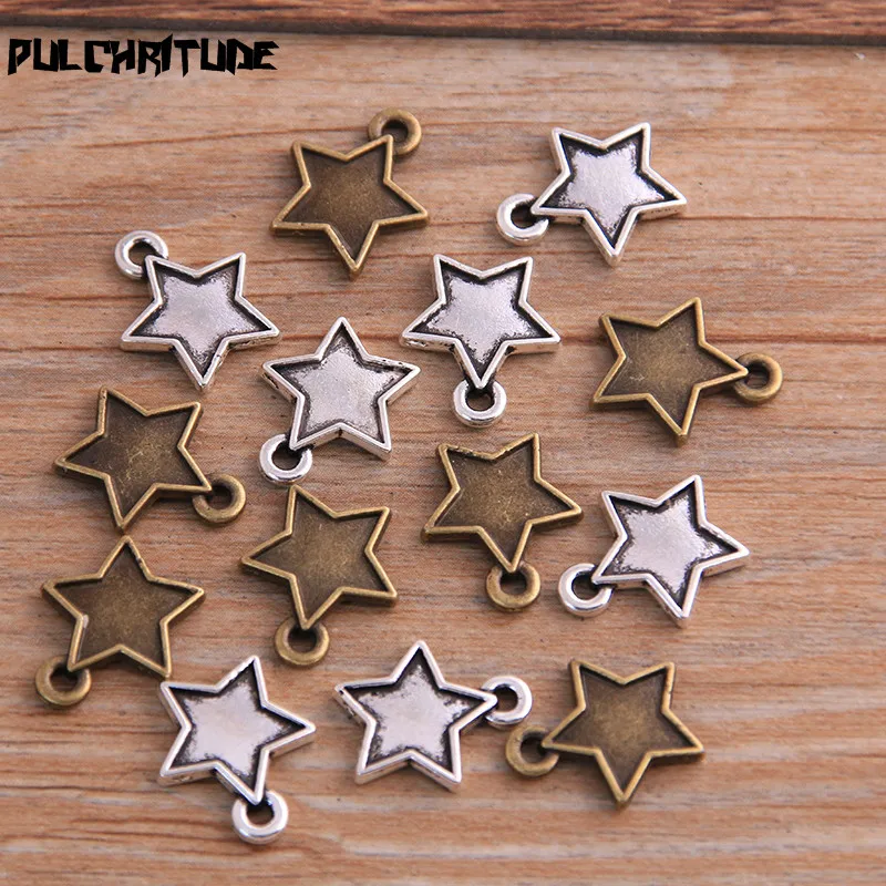 30PCS 12*14mm New Product Two Color MINI Star Charms Pendant Jewelry Metal Alloy Jewelry Marking