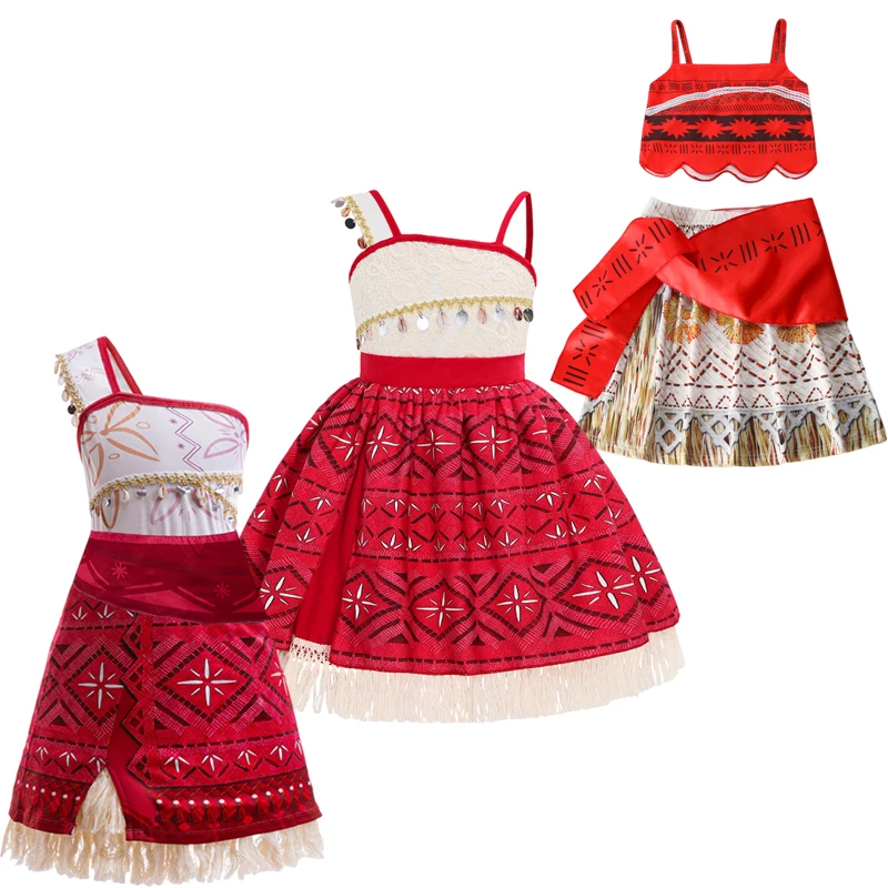 Meisjes Outfit Cosplay Kinderkostuum Feest Prinses Jurk Zomer Casual Strand Jurk Ketting Pruik Set Feestjurken Voor Meisjes