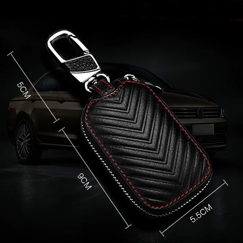 Car Key Shell Case Key Cover Holder Bag Pouch Wallet Protector Car Keychain Organizer Universal Leather Smart Flip Remote Cover