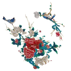 Sew on Peony Floral Patches, Embroidered Flower Appliques DIY Jackets, Jeans, Backpacks Arts Craft Large Flower Bird Patches