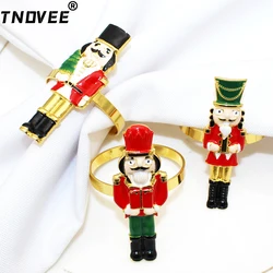 6Pcs Christmas Decorations Nutcrackers Napkin Rings for Christmas Home Table Decor Wedding Decor New Year Gift ERC316