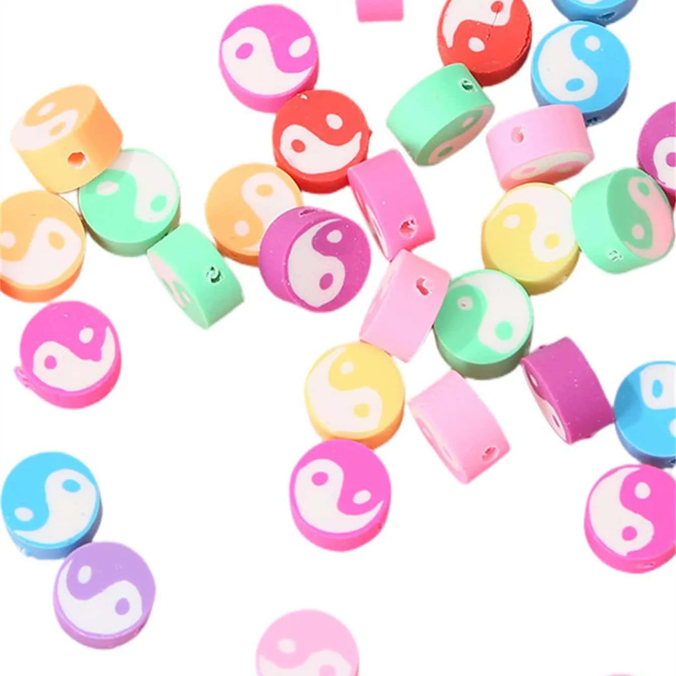 10mm mixed color, black and white Bagua soft ceramic beads can be used to make bracelets, necklaces, and DIY accessories