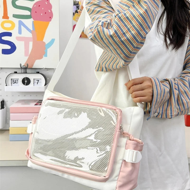 Fashionable Itabag Student Nylon Shoulder Bags Aesthetic Crossbody Purse Pin Handbag for Woman Fashionable Enthusiast