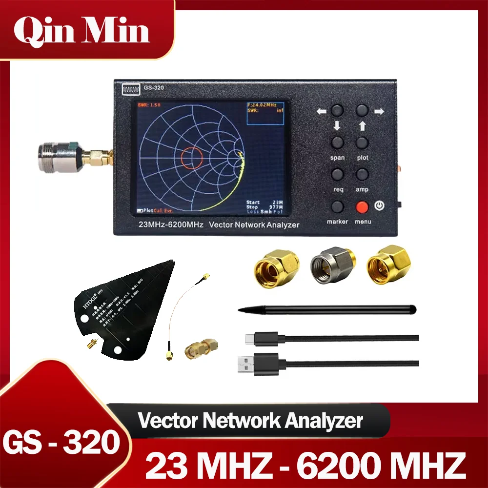 

GS320 HTOOL 6G Vector Network Analyzer RF Antenna Tester VNA Handheld Portable Wireless Detector WIFI