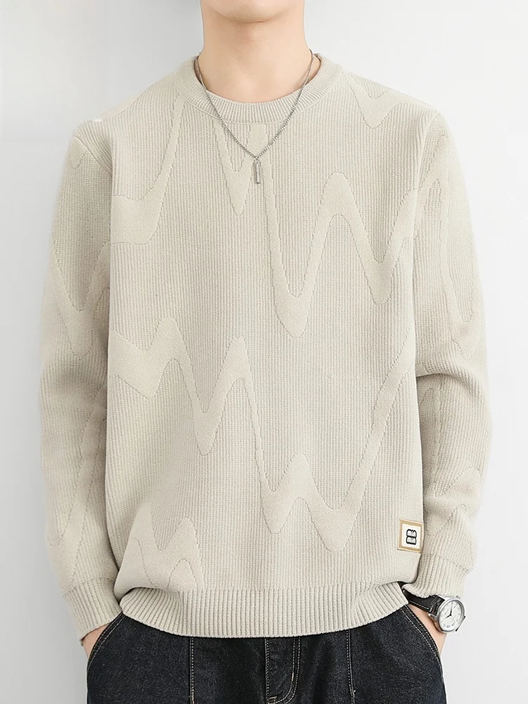 

Мужской утепленный свитер American Style с круглым вырезом, свободного кроя, повседневный, из смесового полиэстера, новинка зимы