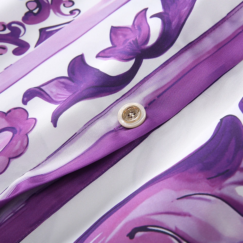 فستان نسائي بفتحة طويلة الأكمام وياقة مقلوبة قميص فضفاض تنورة طويلة موضة طباعة رداء نحيف عالي الخصر فستان واحد الصدر #4