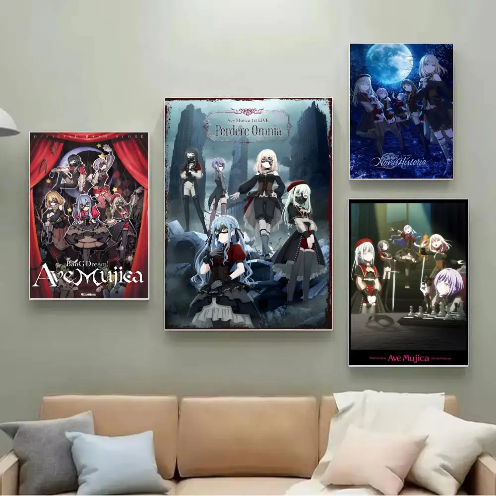 Anime-Cartoon BanG Dream! Ave Mujica-A Poster-Wandkunst-Poster sind geeignet für Clubs, Wohnzimmer und Schlafzimmer