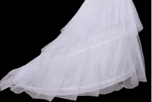 Crinoline Petticoat Onderrok 3 Lagen Zeemeermin Vloer Lengte Trouwjurk Voor Vrouwen Wit Satijn