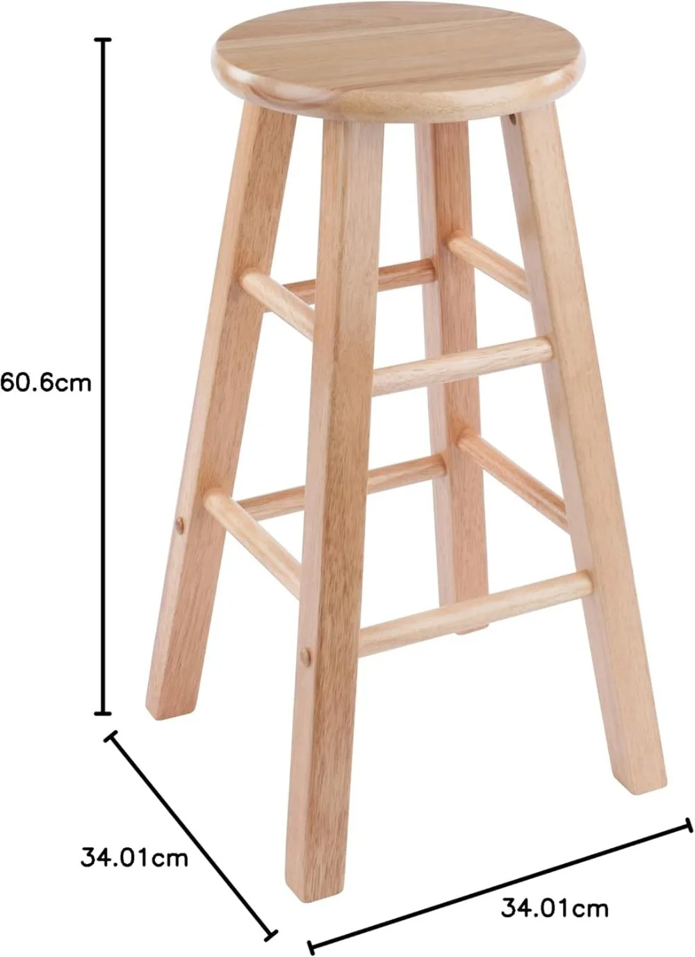 Modern 2-Piece 24-Inch Counter Stool Set, Solid Wood, Natural Finish for Durable and Stylish Seating