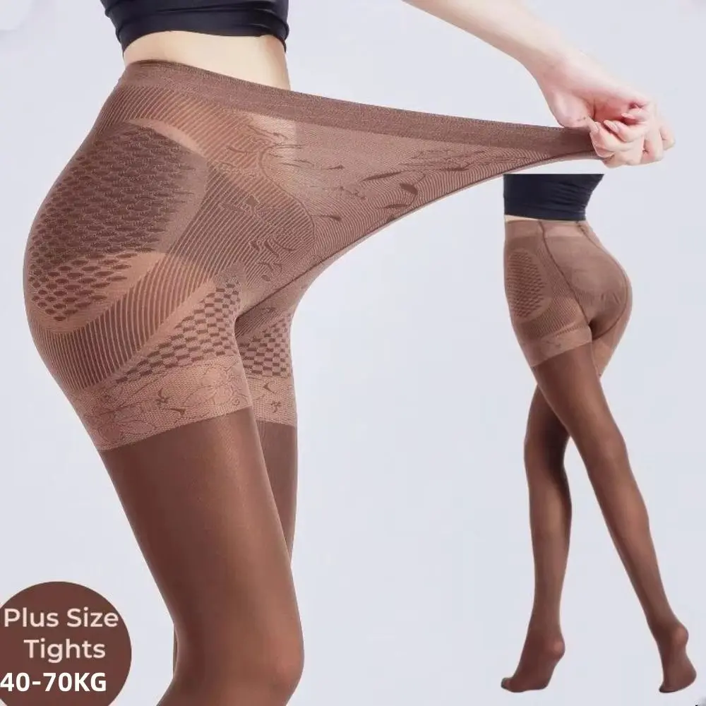 

Fashion Warm Women Tights 120D High Waist Lined Pantyhose 70KG Plus Size Female Stretchy Slim Skinny Tights Autumn Winter