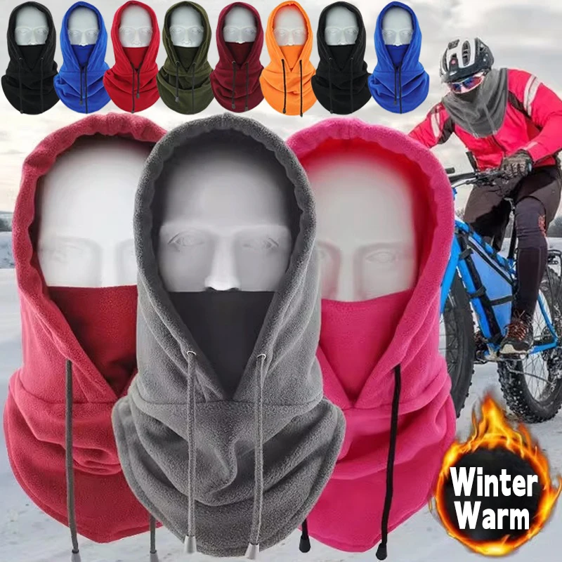 Winter Thermal Fleece Balaclava Scarf Ski Face Mask Neck Warmer Snood Hood Hat Outdoor Windproof Cold Warm Riding Cap Sports