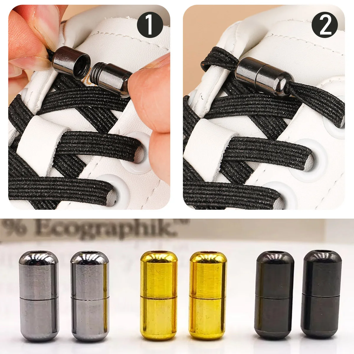 5pair Aluminum Men Women Shoelace Buckle Metal Lace Shoelaces Lock Kids and  No Tie Lazy Laces Capsules Buckle Accessories