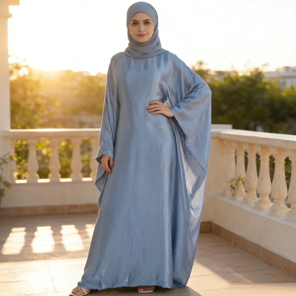 

Атласная абайя-кейтая из мягкого крепа с эффектом мерцания, в стиле Дубай, роскошное исламское мусульманское платье-кафтан, хиджаб, кебая для женщин, Vestidos Kebaya