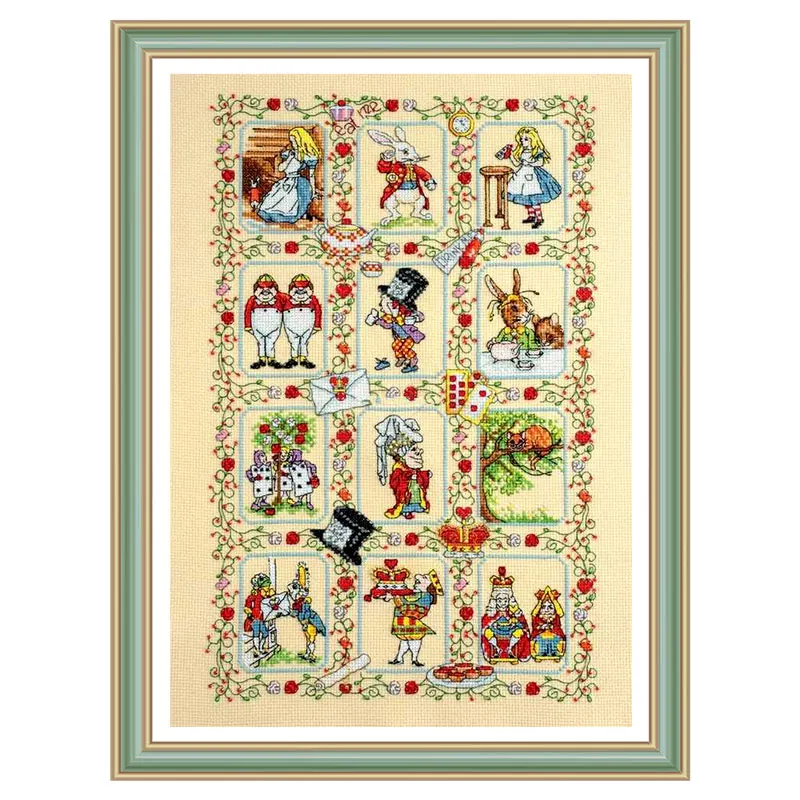 

Fishxx Cross Stitch Kit Light Yellow Embroidered Cloth A3334 Cartoon Anime Adventures In Wonderland