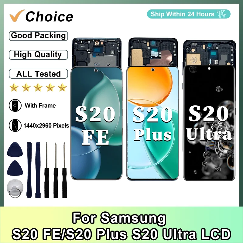 TFT S20 Plus Display For Samsung Galaxy S20 Ultra With Frame Display Touch Screen Digitizer Assembly LCD For Samsung S20 FE LCD