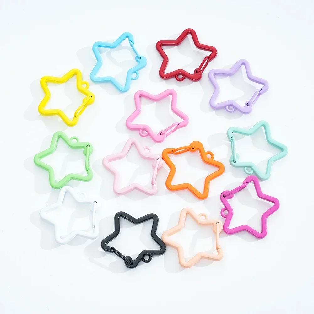 Candy Color Plated Star Pentagram Lobster Clasp Key Hooks Connector Clip for Jewelry Making Key Rings Accessories