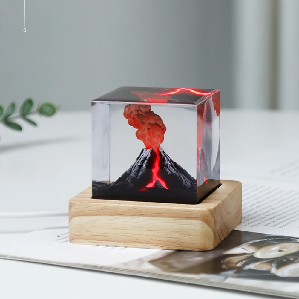 Realistic Volcanic Eruption Night Light USB Volcanic Eruption Model Atmosphere Lamp 3D Mini Lava Lamp for Home Living Room Decor