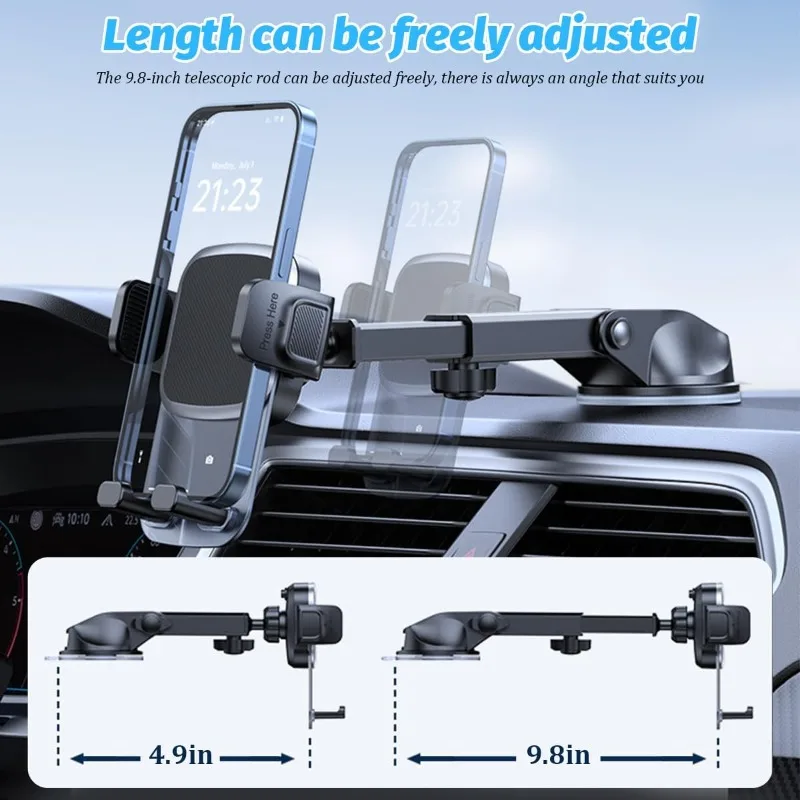 Car Cell Phone Holder Cellphone Mount for Dashboard Windshield Auto Dash Mobile IPhone Support Fit 4.7-7 Smartphone Auto Supply view 2