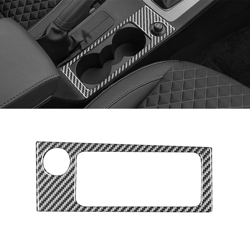 Car Central Control Water Cup Frame Trim Sticker Decorative Carbon Fiber For Skoda Octavia A7 2015-2020 Auto Accessories