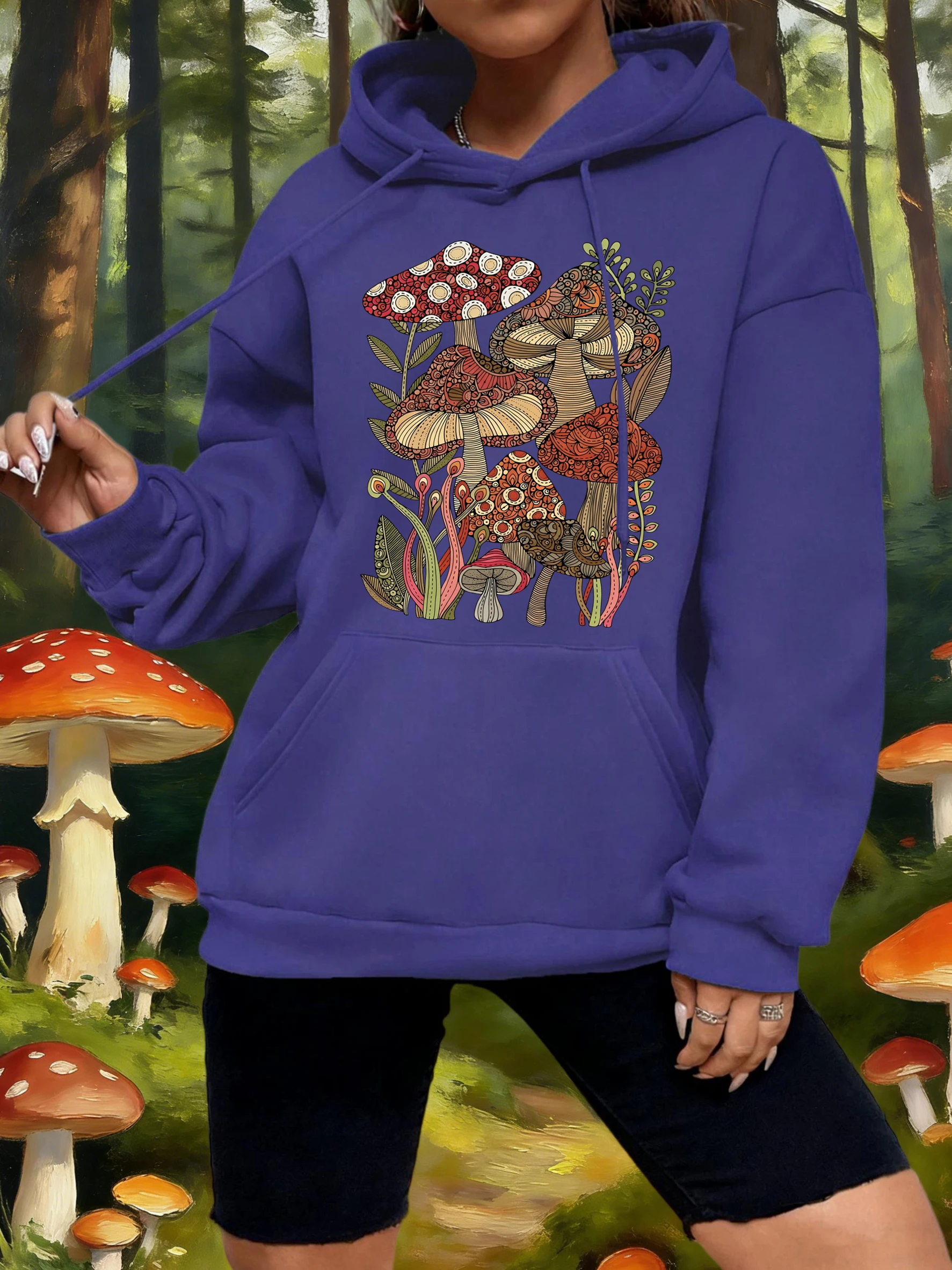 

Женская толстовка с принтом Natural Mushroom Group, свободная, в стиле Y2K, повседневная спортивная одежда, флисовая толстовка с карманами, унисекс, осенняя универсальная одежда