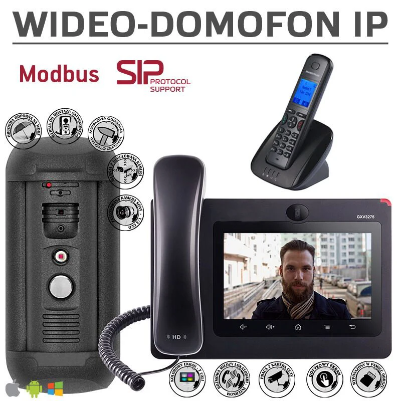 IP SIP فيديو داخلي H.265 1.3MP فيديو باب الهاتف Wideo-domofon IP #4